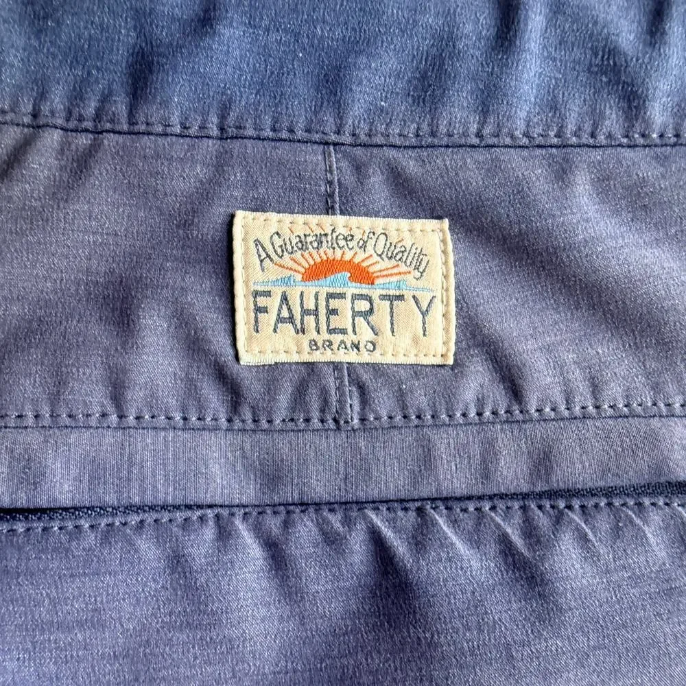 Faherty All Day Shorts Men's 36 Blue Hybrid Performance Chino Stretch Sun Faded